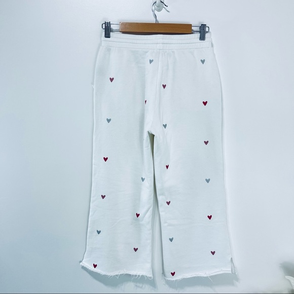 525 Heart French Terry Crop Sweatpants Drawstring Waist Size Small in White - Picture 4 of 11